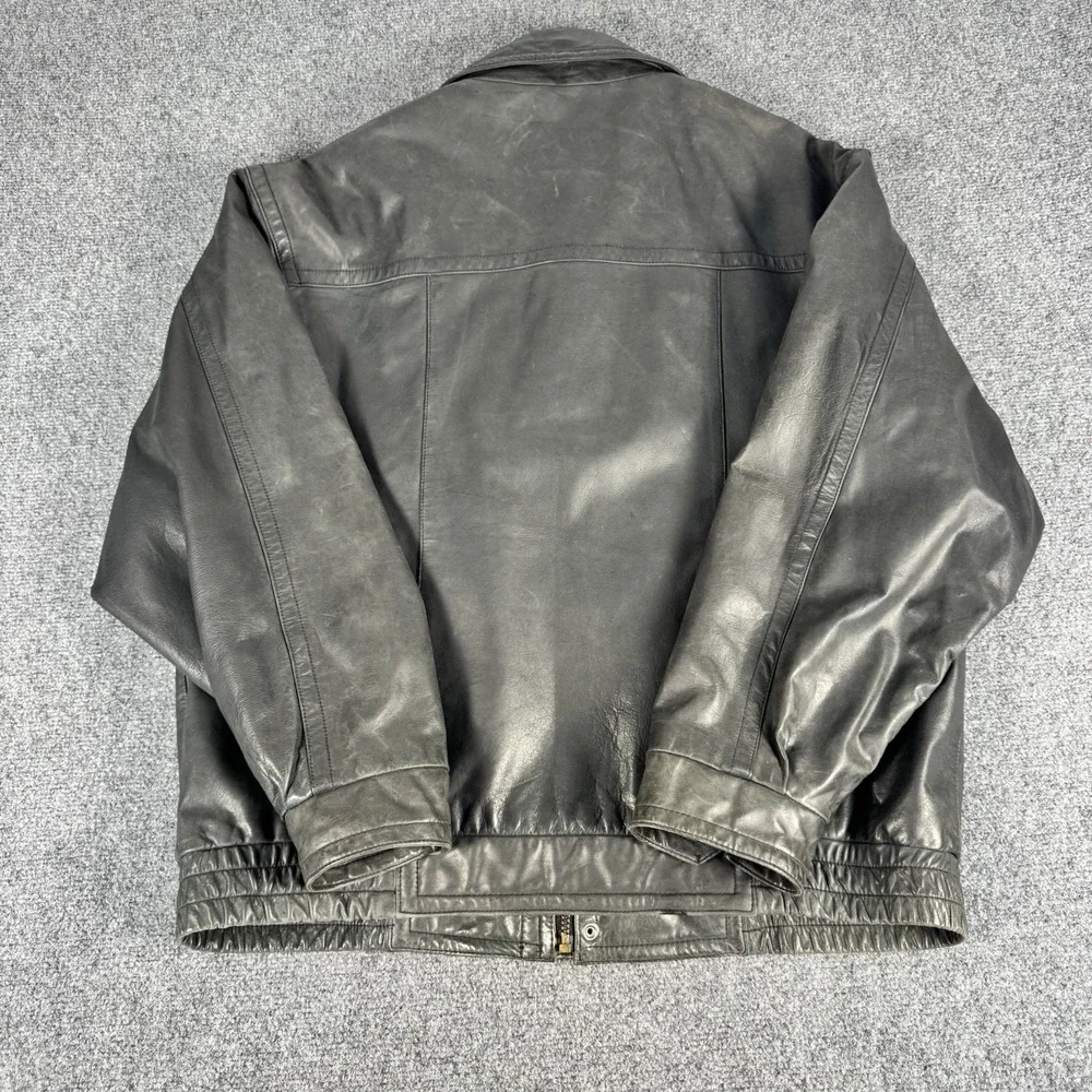 Vintage London Fog Black Leather Jacket‎ Quilted Lined XL Y2K Grunge 90s 80s